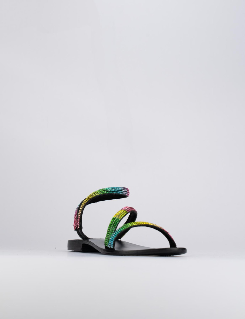 Sandalo tacco 1 cm multicolor pelle