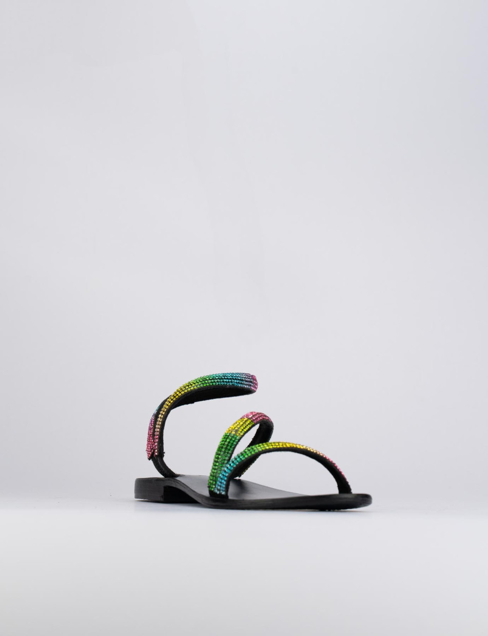 Low heel sandals heel 1 cm multicolor leather