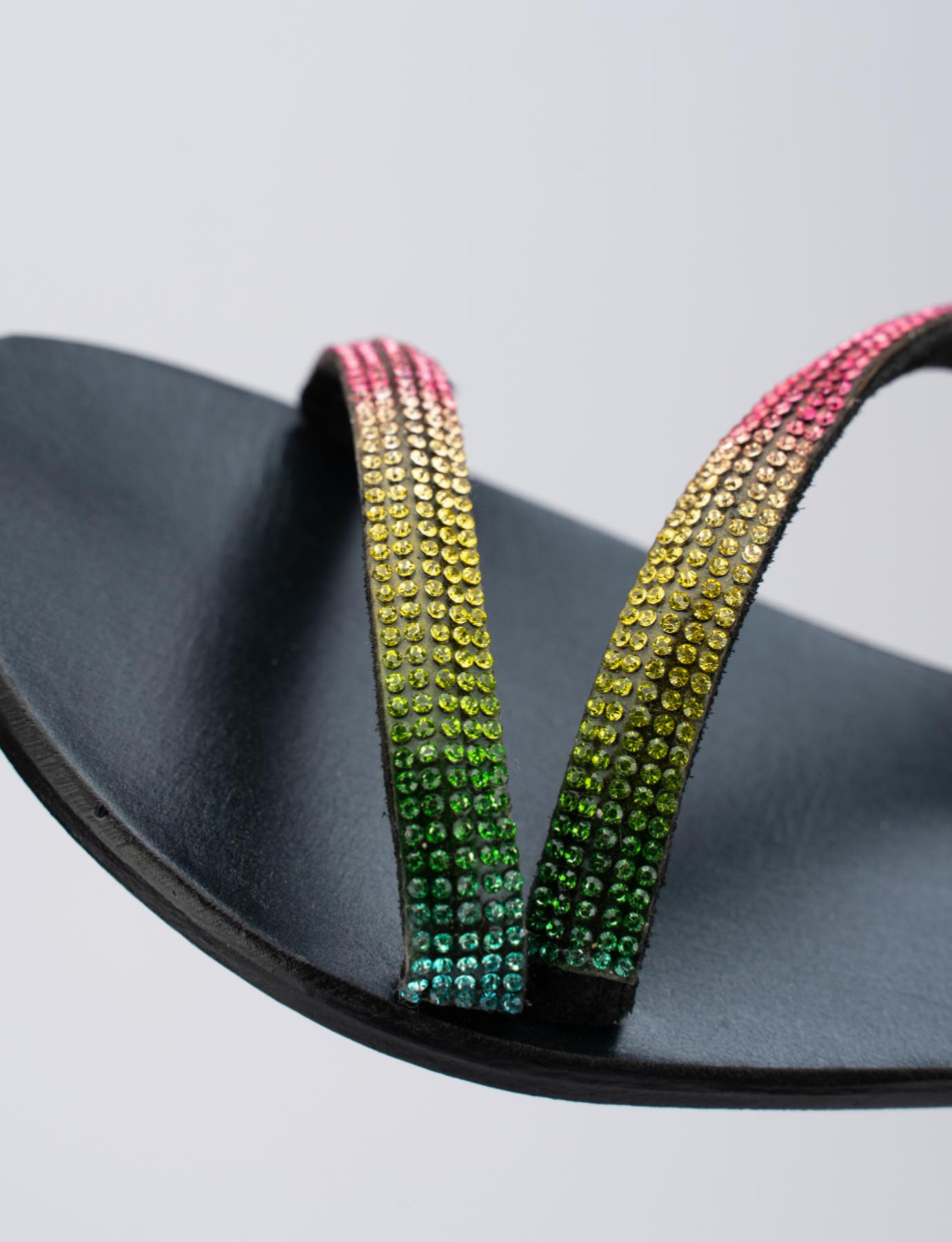 Sandalo tacco 1 cm multicolor pelle