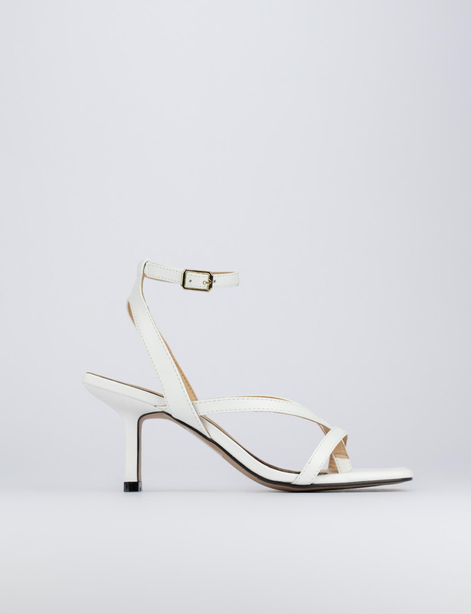 High heel sandals heel 5 cm white leather