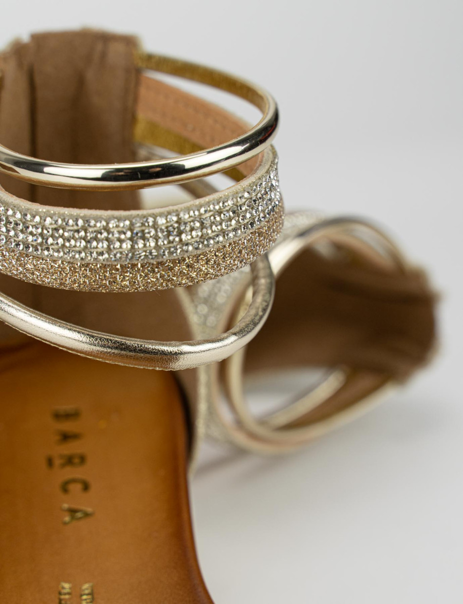 Sandalo tacco 1 cm oro pelle