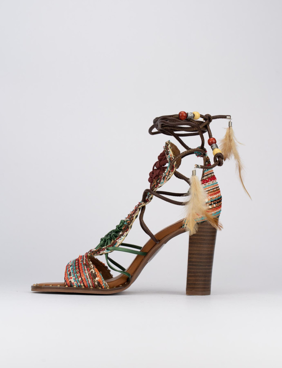 Sandalo tacco 8 cm marrone pelle