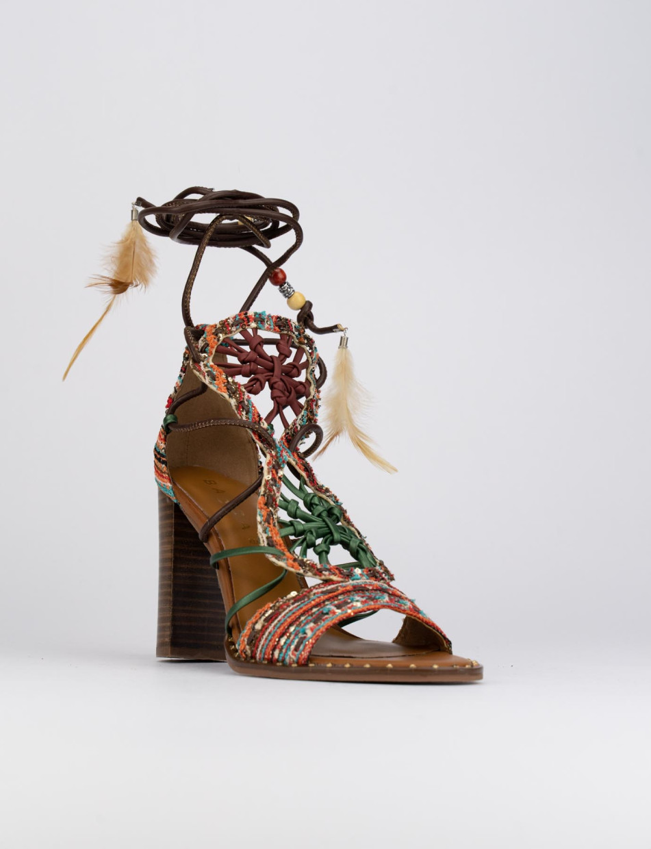 Sandalo tacco 8 cm marrone pelle