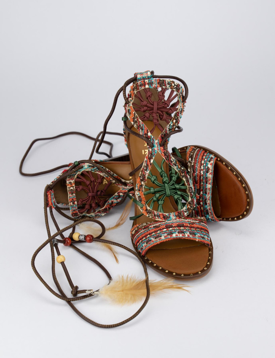 Sandalo tacco 8 cm marrone pelle