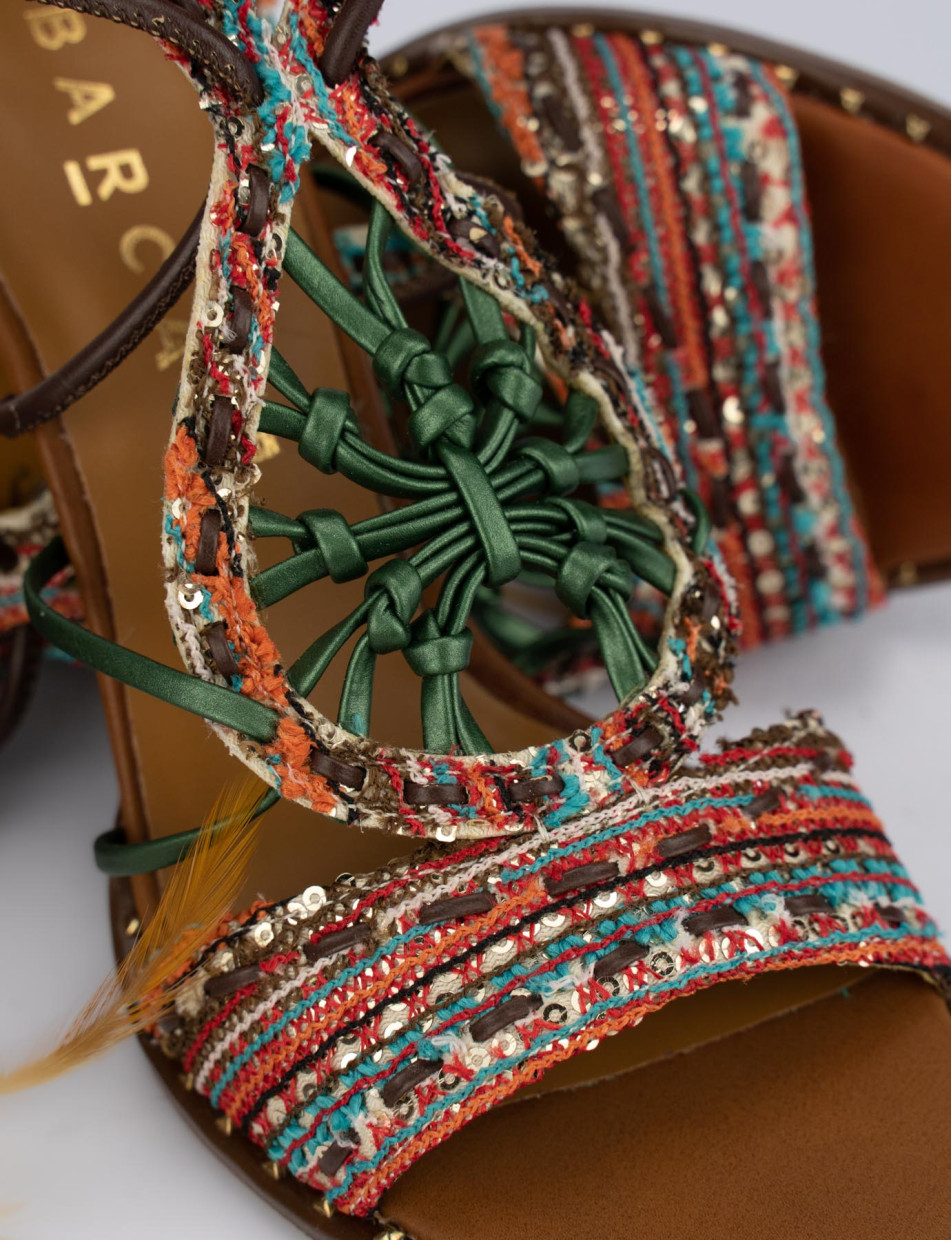 Sandalo tacco 8 cm marrone pelle