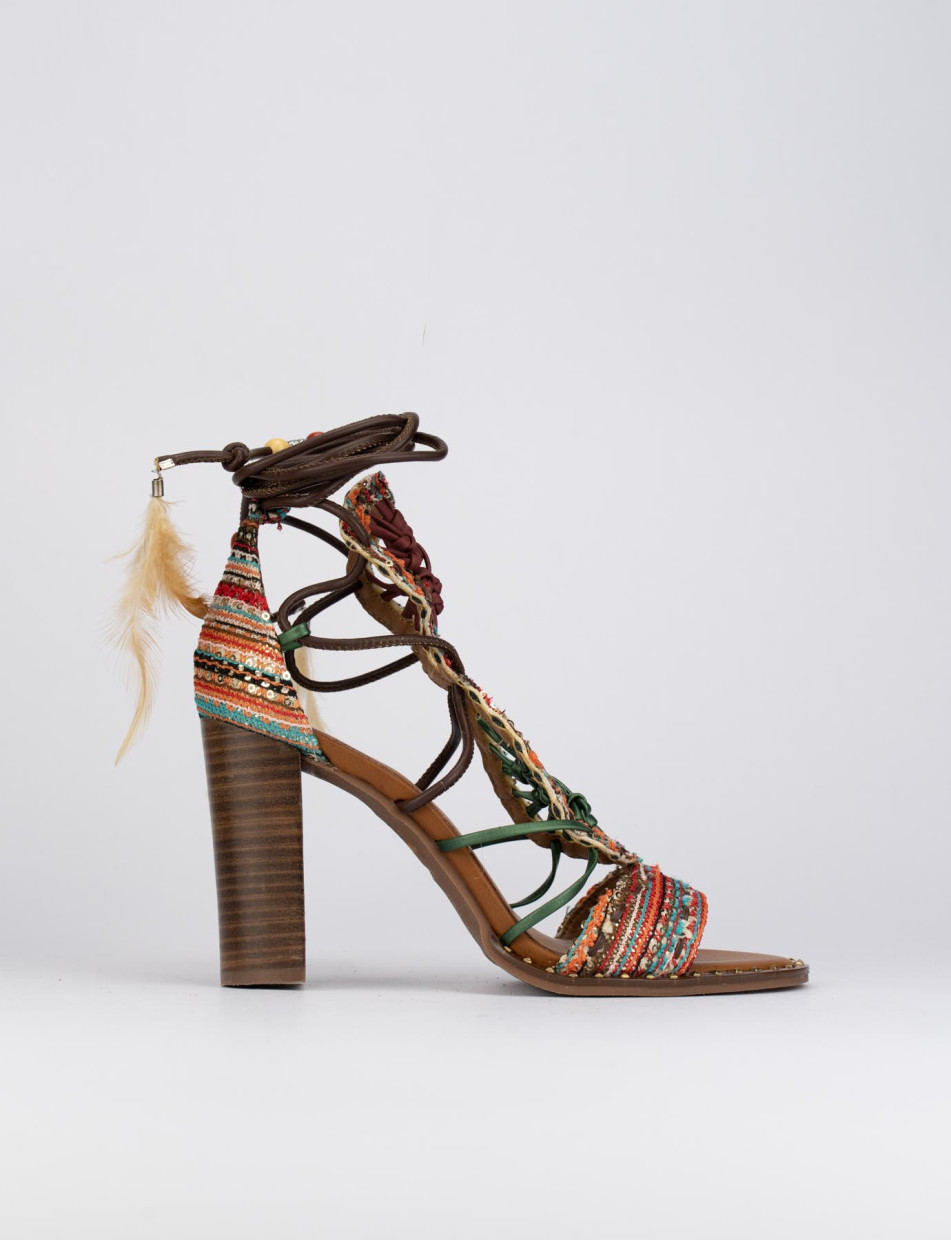 Sandalo tacco 8 cm marrone pelle