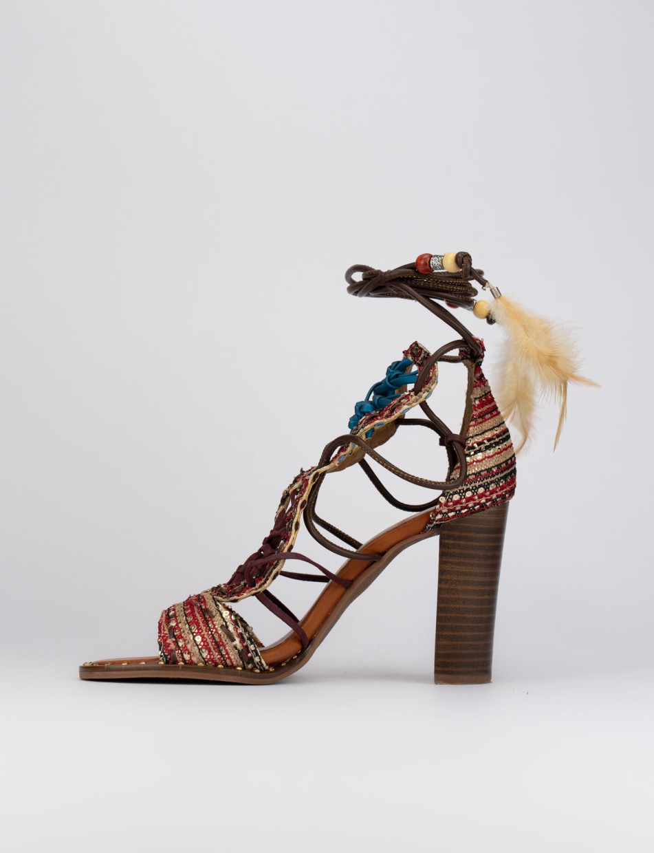 Sandalo tacco 8 cm multicolor pelle