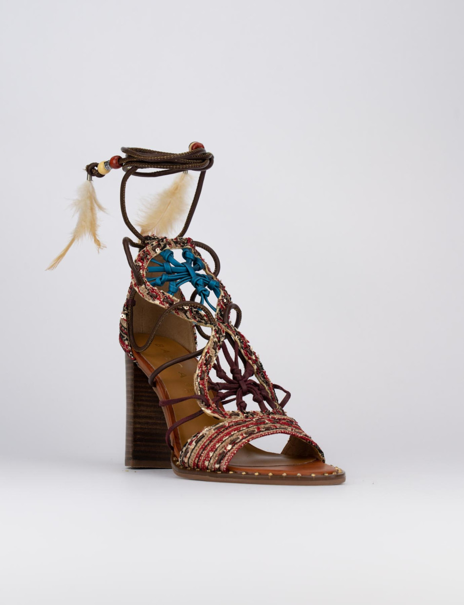 Sandalo tacco 8 cm multicolor pelle