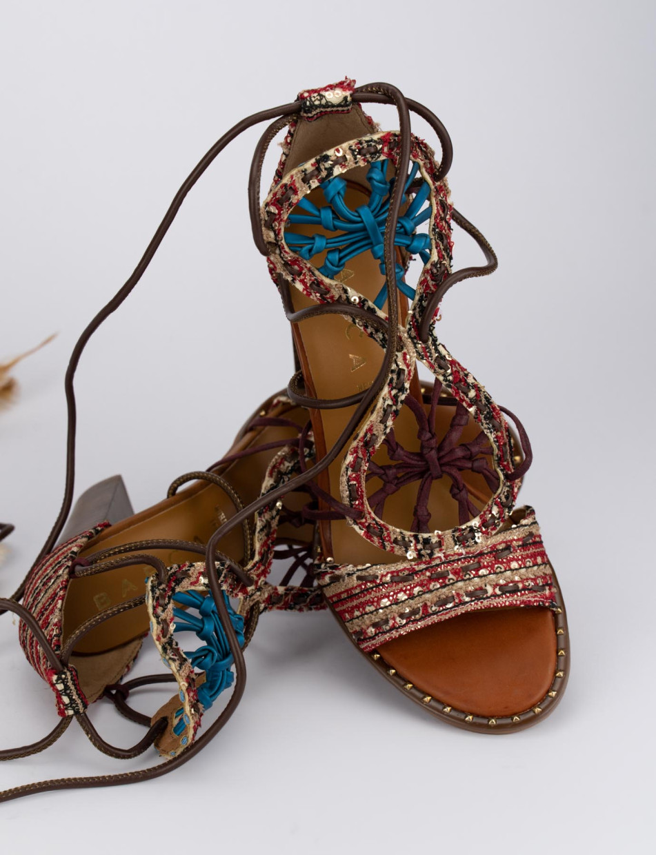 Sandalo tacco 8 cm multicolor pelle