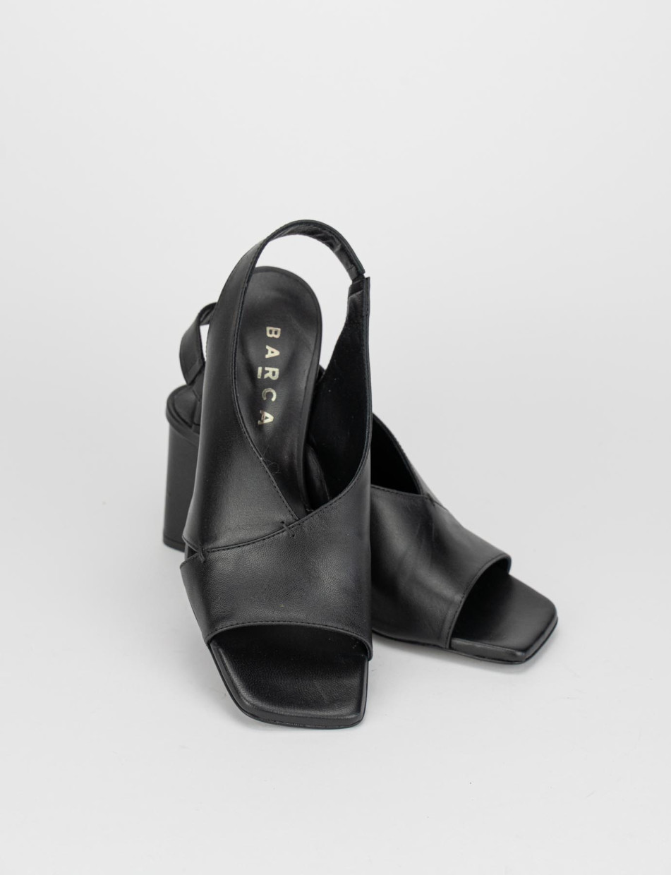 Sandalo tacco 7 cm nero pelle