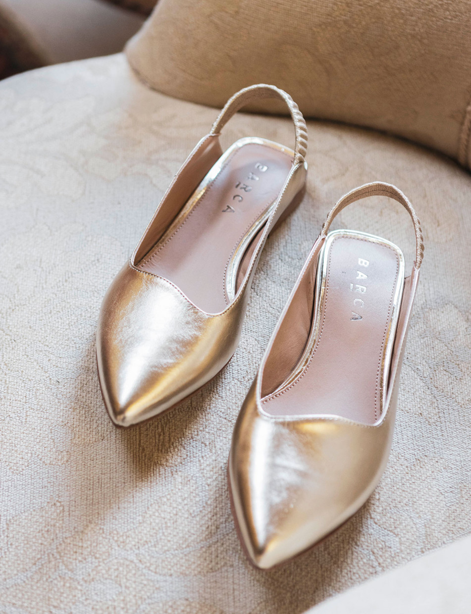 Flat shoes heel 1 cm gold laminated