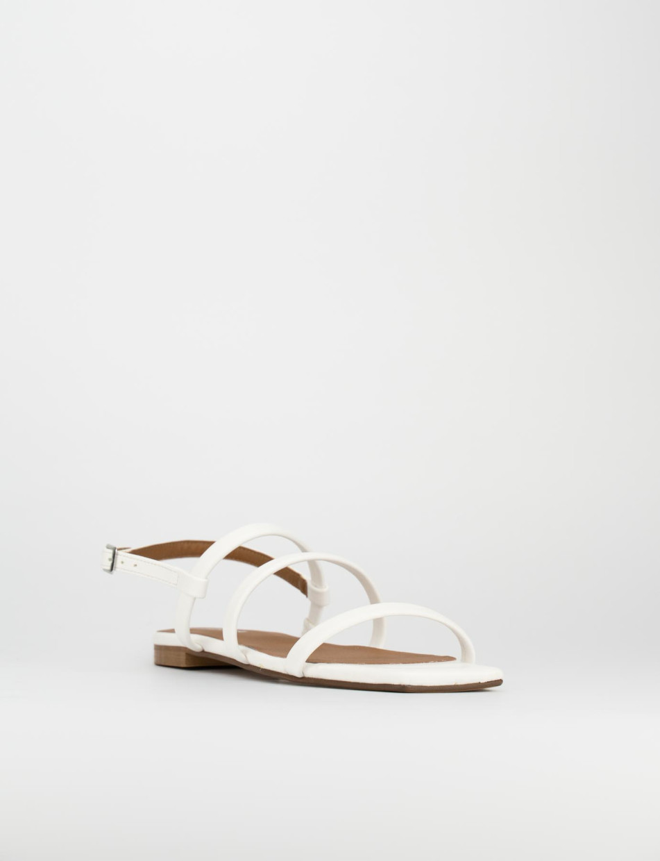 Low heel sandals heel 1 cm white leather