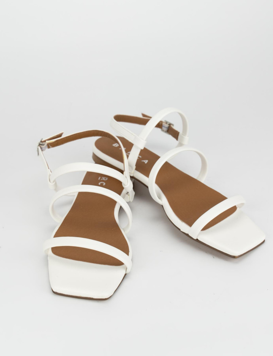 Low heel sandals heel 1 cm white leather