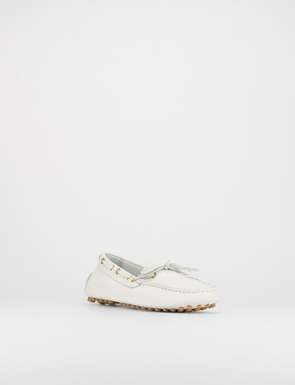 Mocassino tacco 1 cm bianco pelle