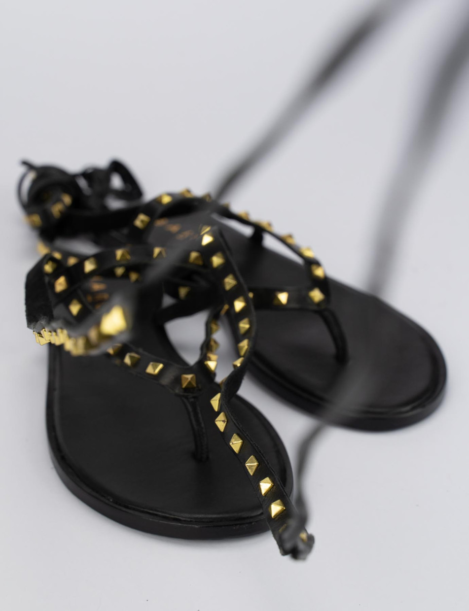 Sandalo infradito tacco 1 cm nero pelle