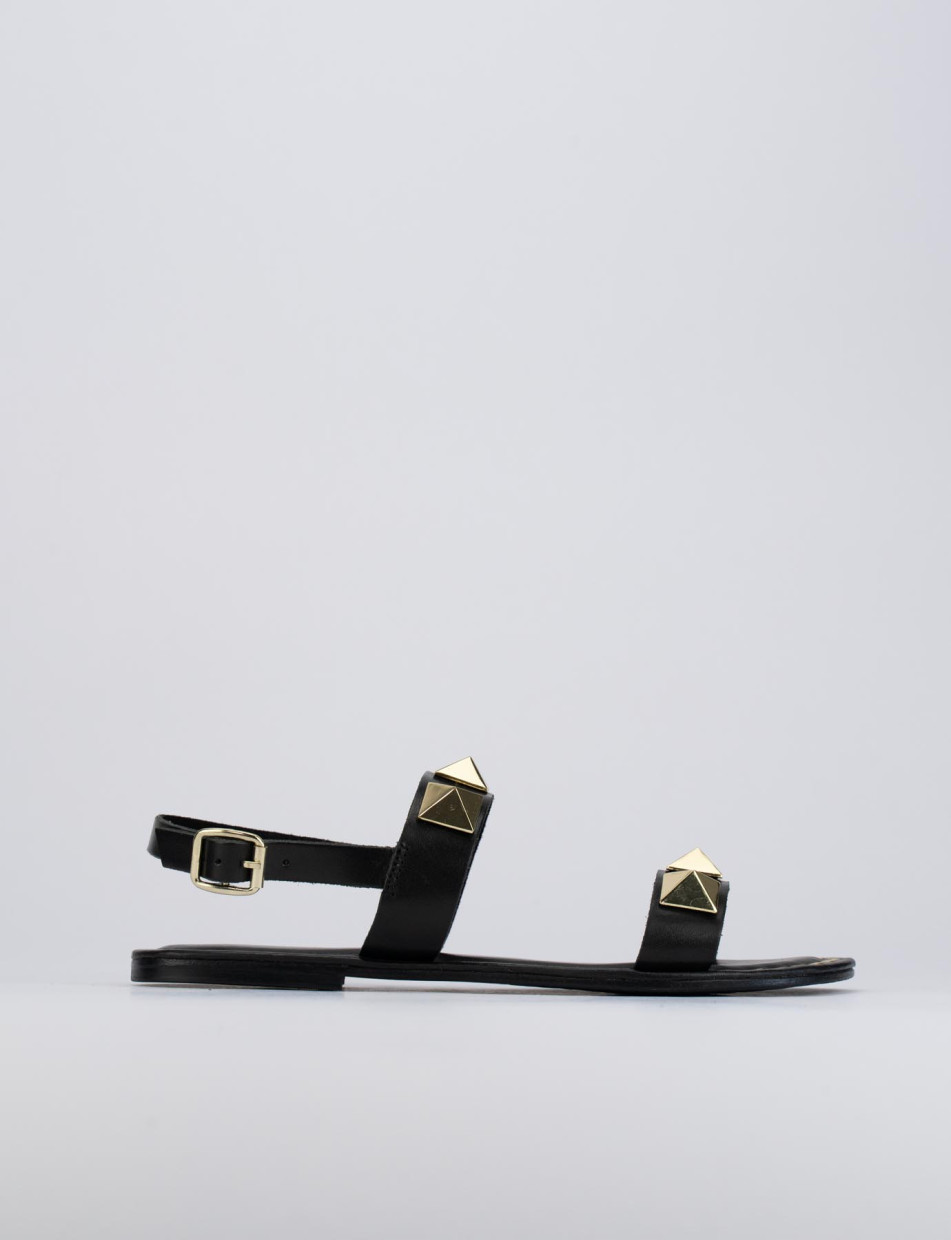 Low heel sandals heel 1 cm black leather