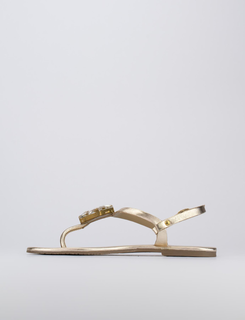 Flip flops heel 1 cm gold leather