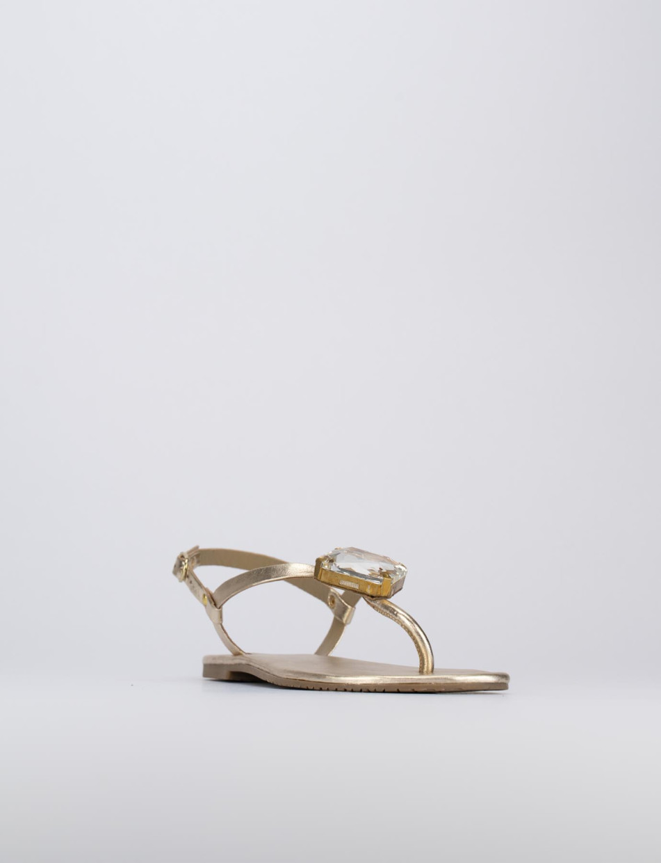 Flip flops heel 1 cm gold leather