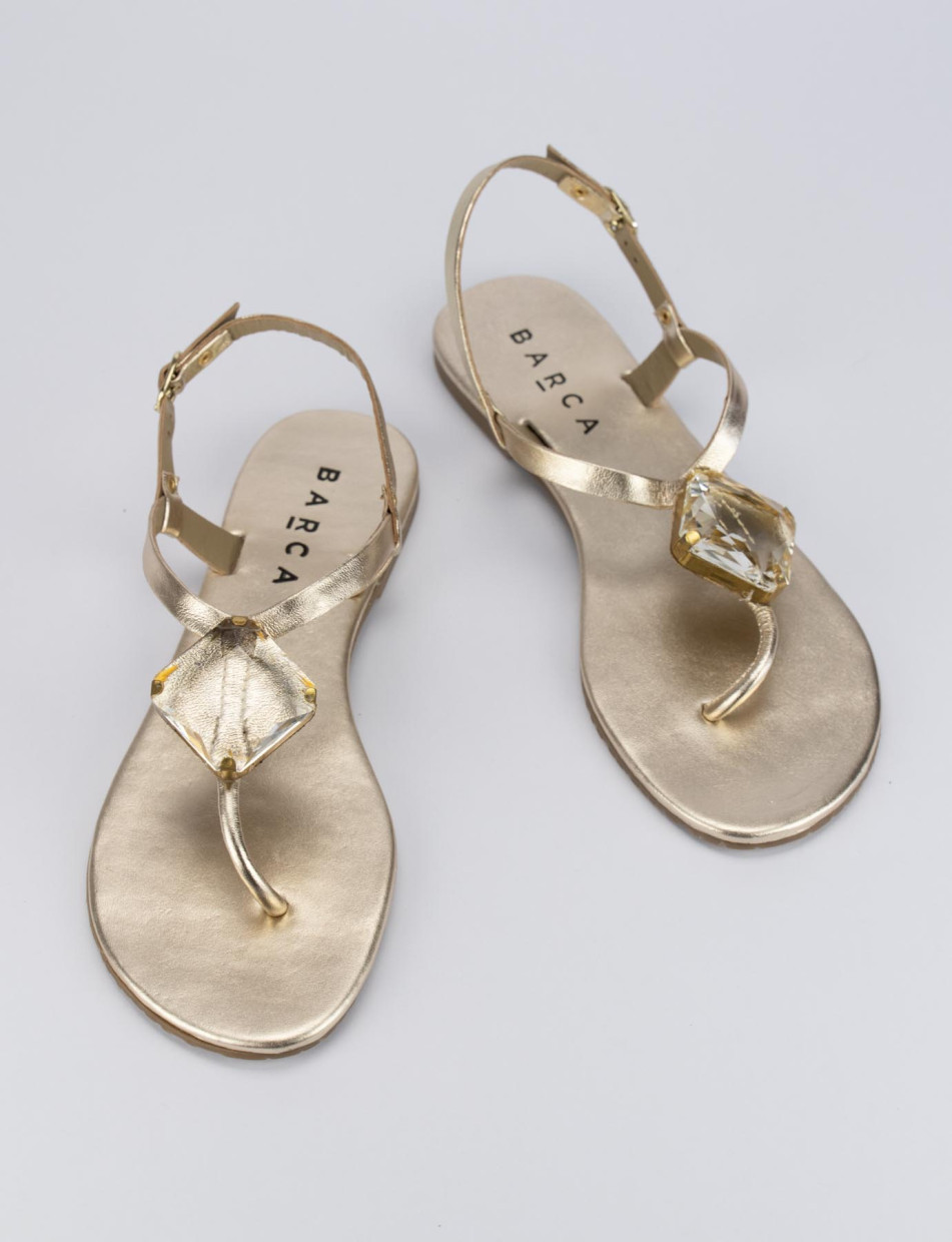 Flip flops heel 1 cm gold leather