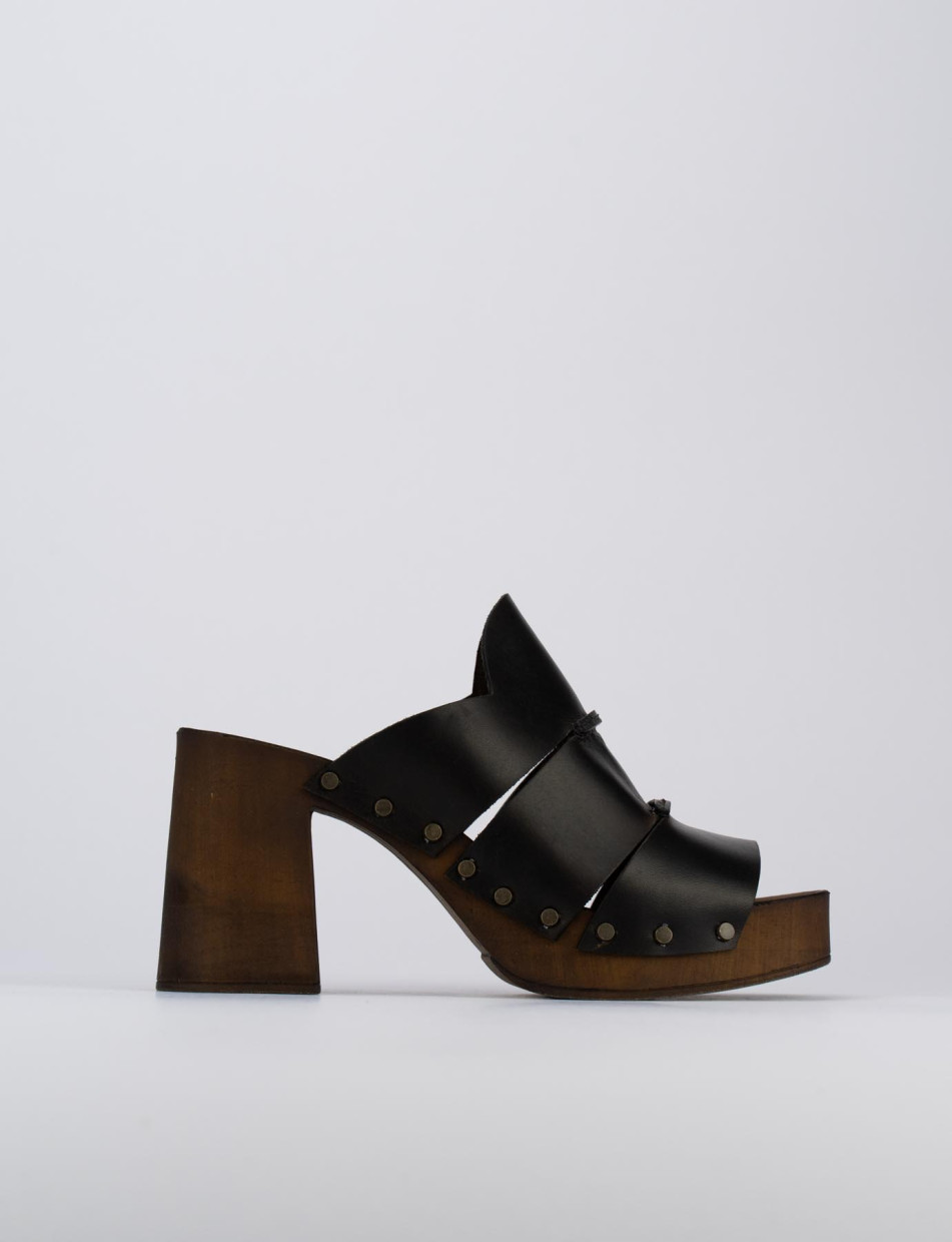 High heel sandals heel 7 cm dark brown leather