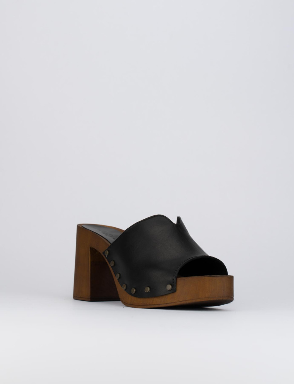 Wedge heels heel 7 cm black leather