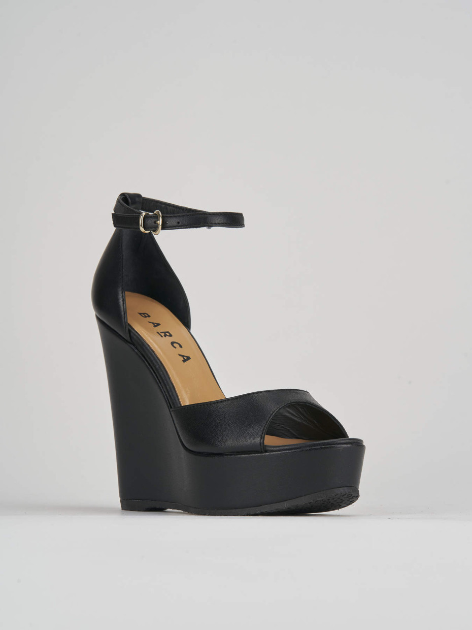 Wedge heels heel 13 cm black leather