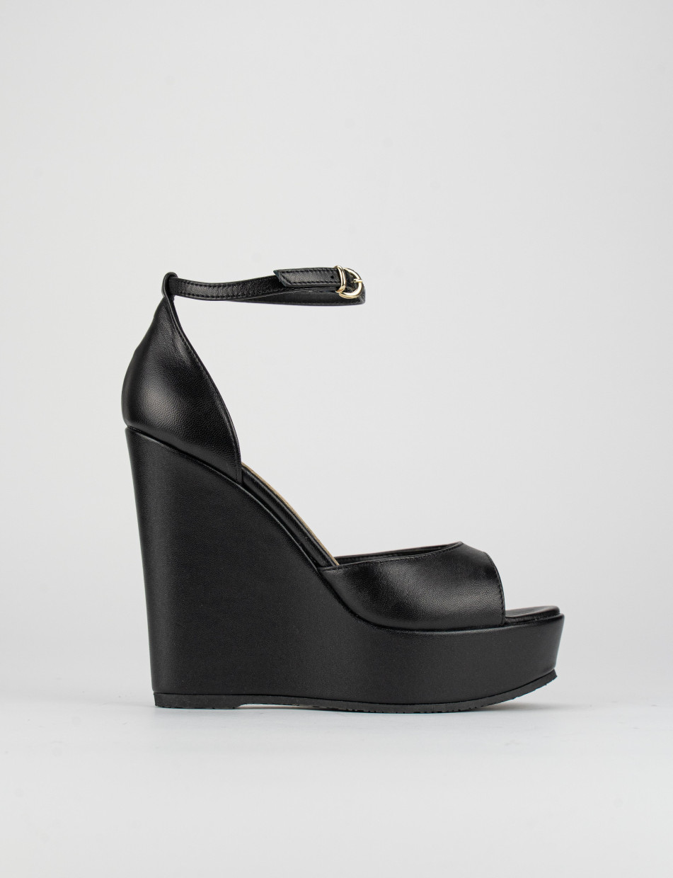 Wedge heels heel 13 cm black leather