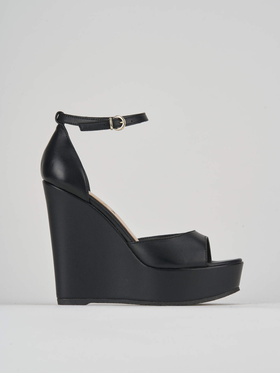 Wedge heels heel 13 cm black leather