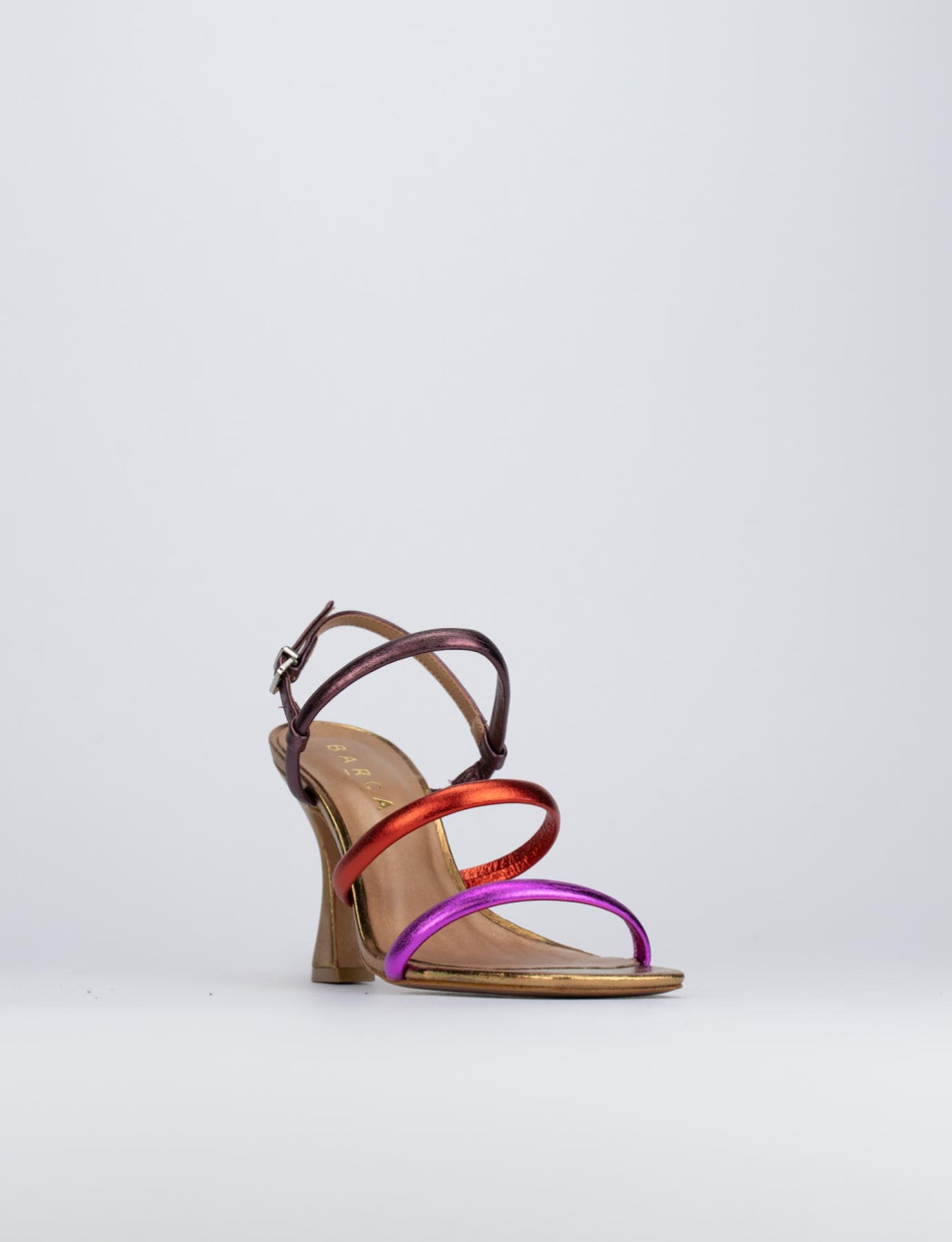 High heel sandals heel 8 cm multicolor leather