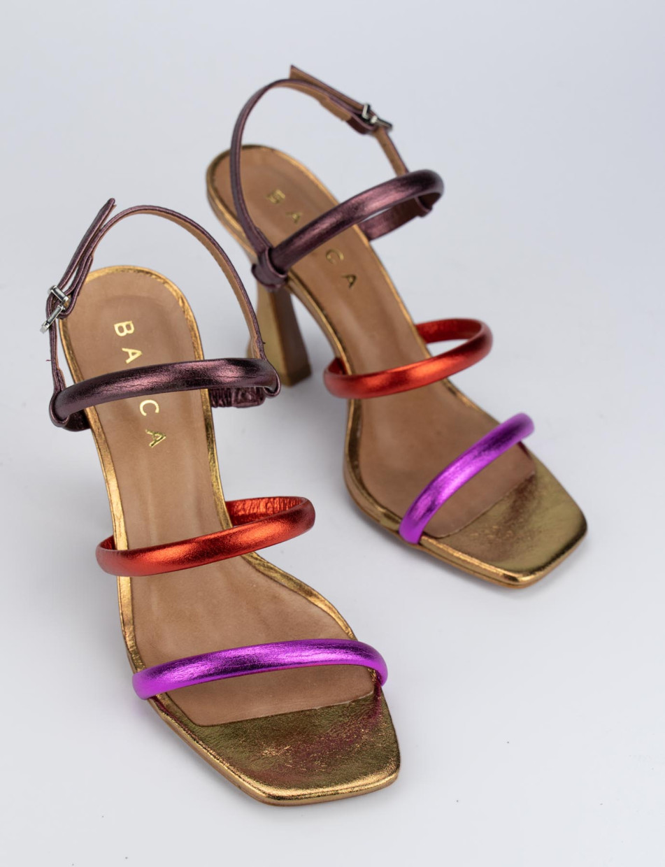 High heel sandals heel 8 cm multicolor leather