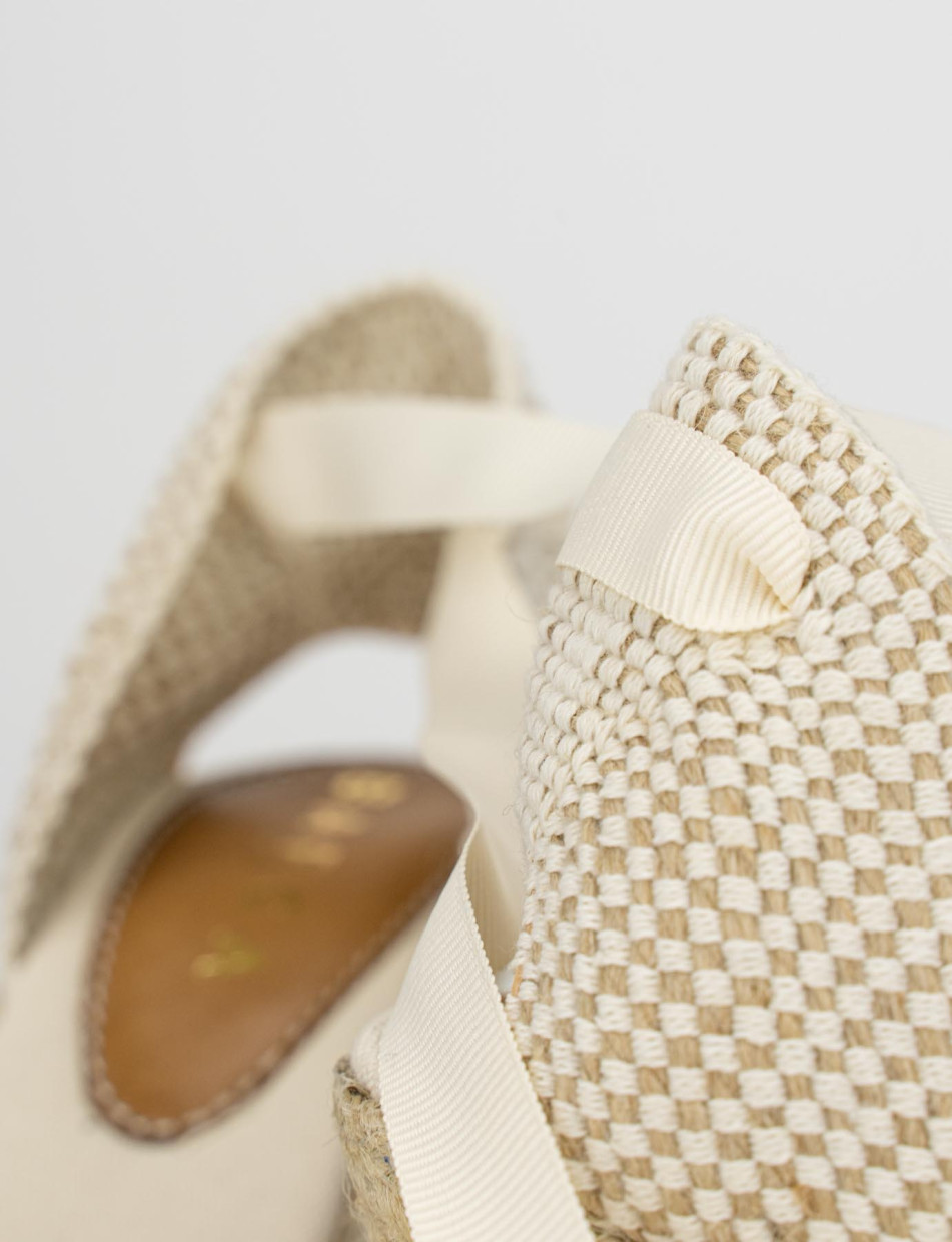 Espadrilla zeppa 9 cm beige tessuto