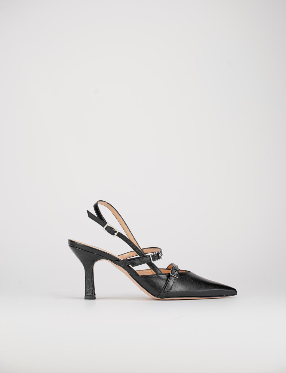 Slingback decoltè tacco 5 cm nero pelle