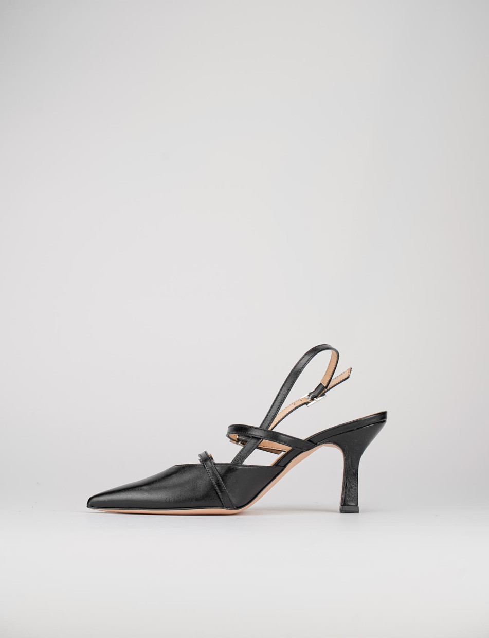 Slingback decoltè tacco 5 cm nero pelle