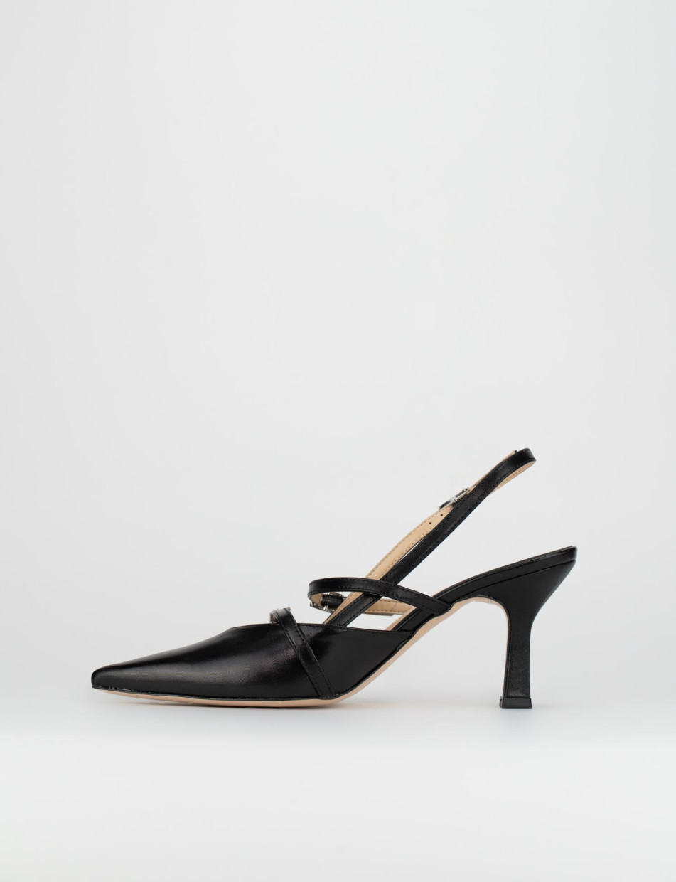 Slingback decoltè tacco 5 cm nero pelle