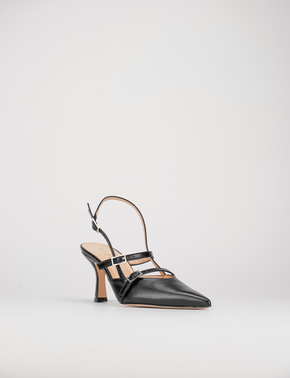 Slingback decoltè tacco 5 cm nero pelle