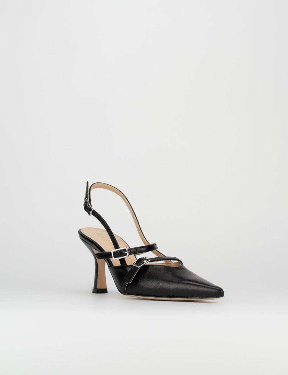 Slingback decoltè tacco 5 cm nero pelle