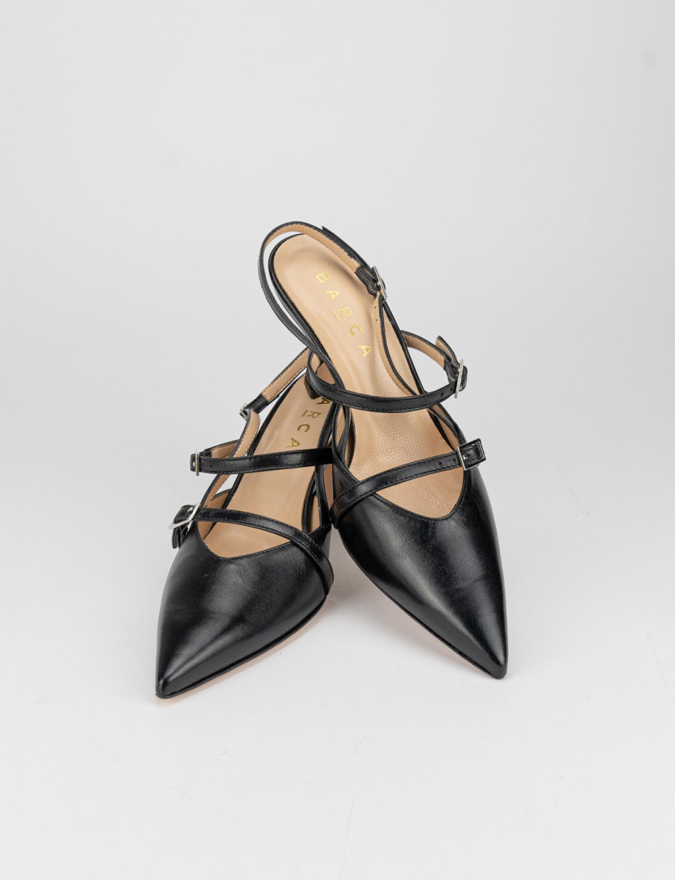 Slingback decoltè tacco 5 cm nero pelle