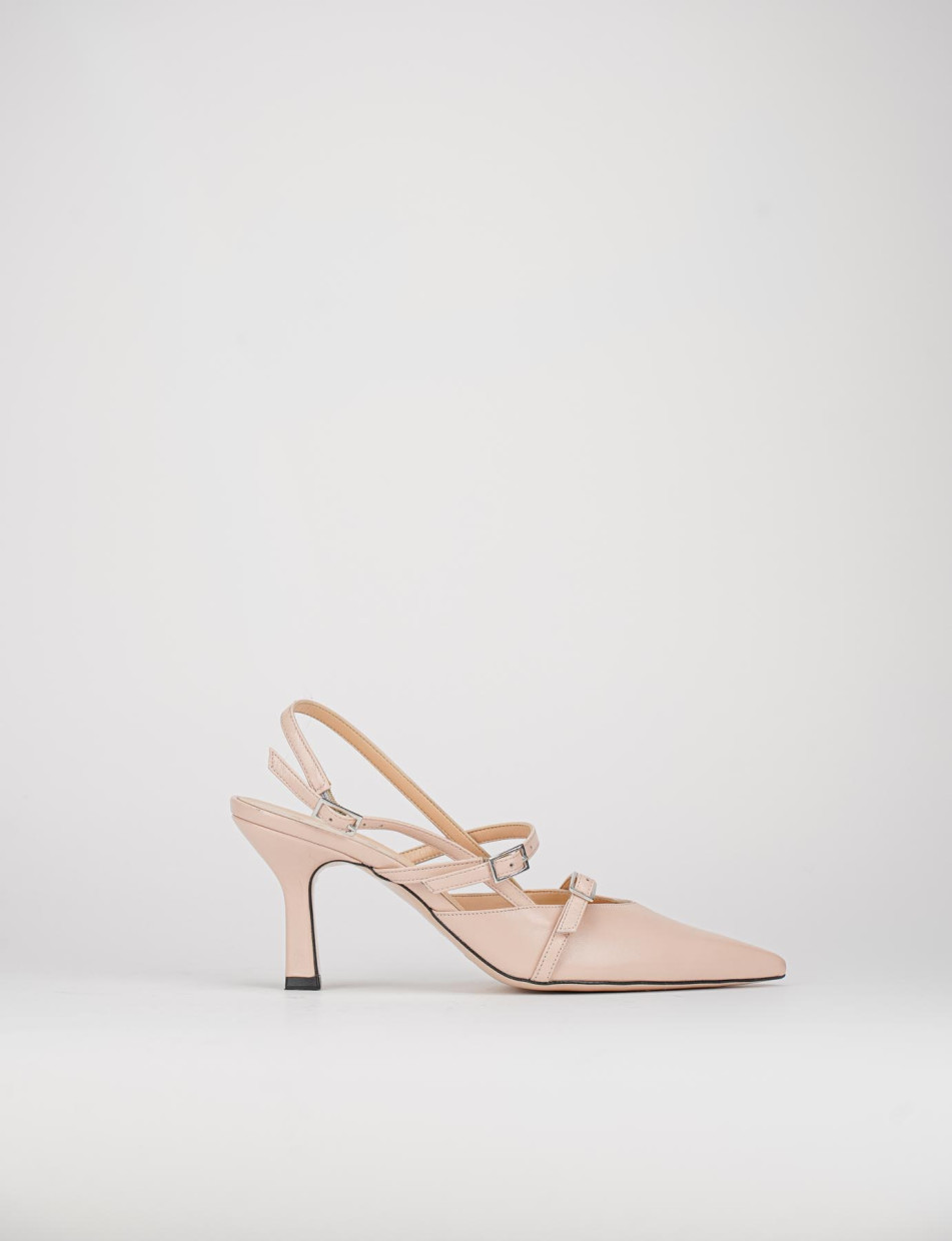 Slingback decoltè tacco 5 cm rosa pelle