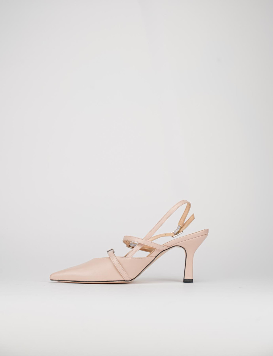 Slingback decoltè tacco 5 cm rosa pelle