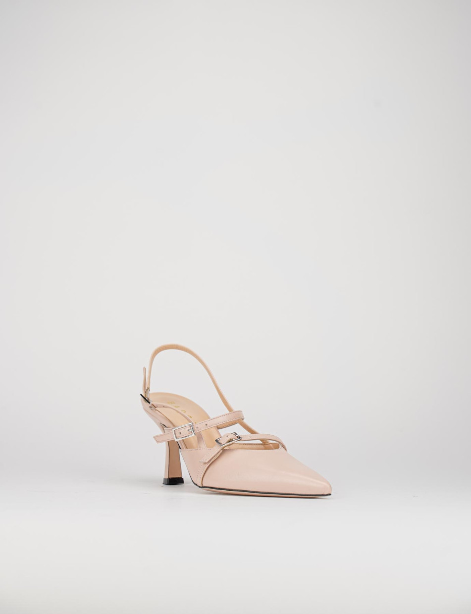 Slingback decoltè tacco 5 cm rosa pelle