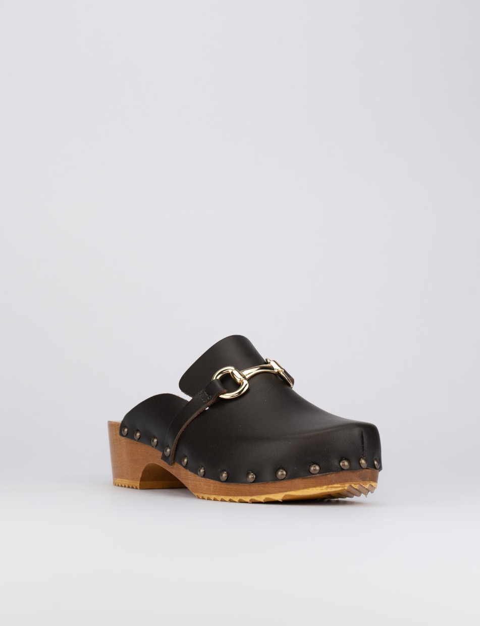 Low heel sandals heel 3 cm dark brown leather
