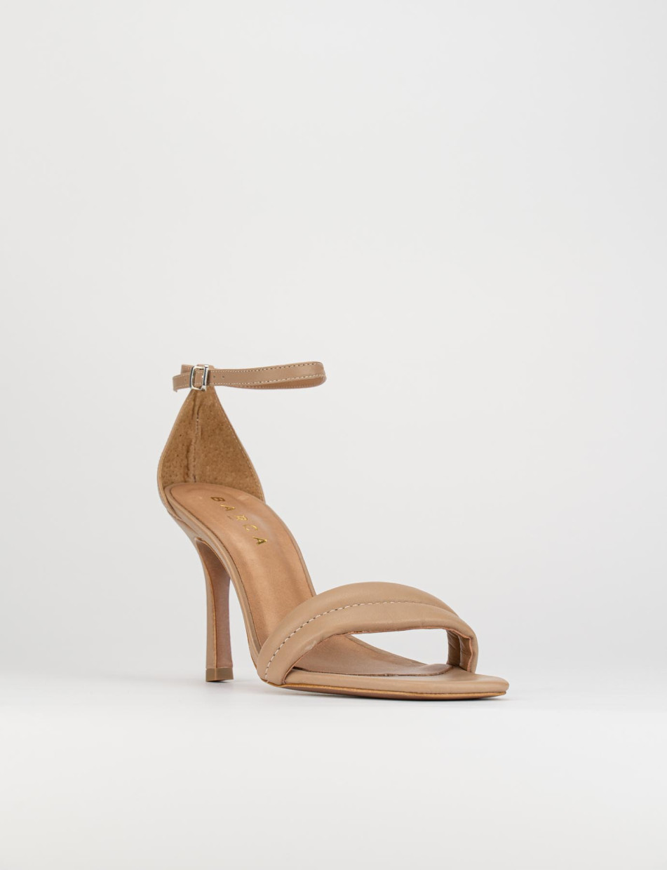 Sandalo tacco 8 cm beige pelle Barca Stores