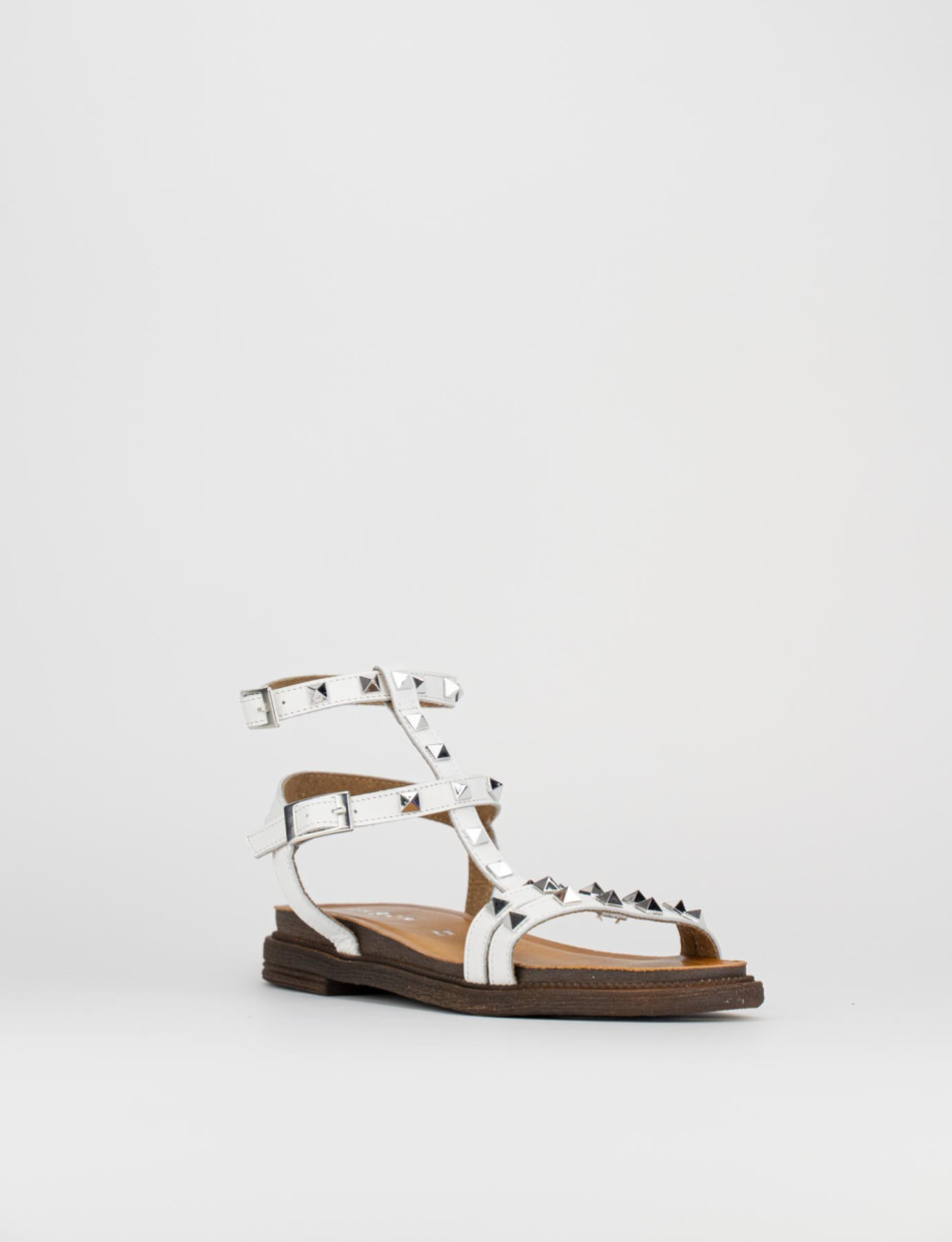 Sandalo tacco 1 cm bianco pelle