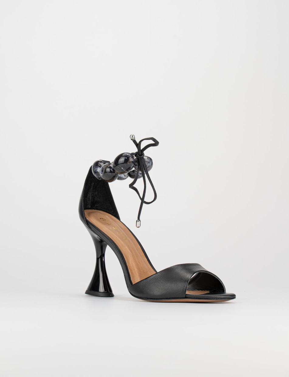 Sandalo tacco 9 cm nero pelle
