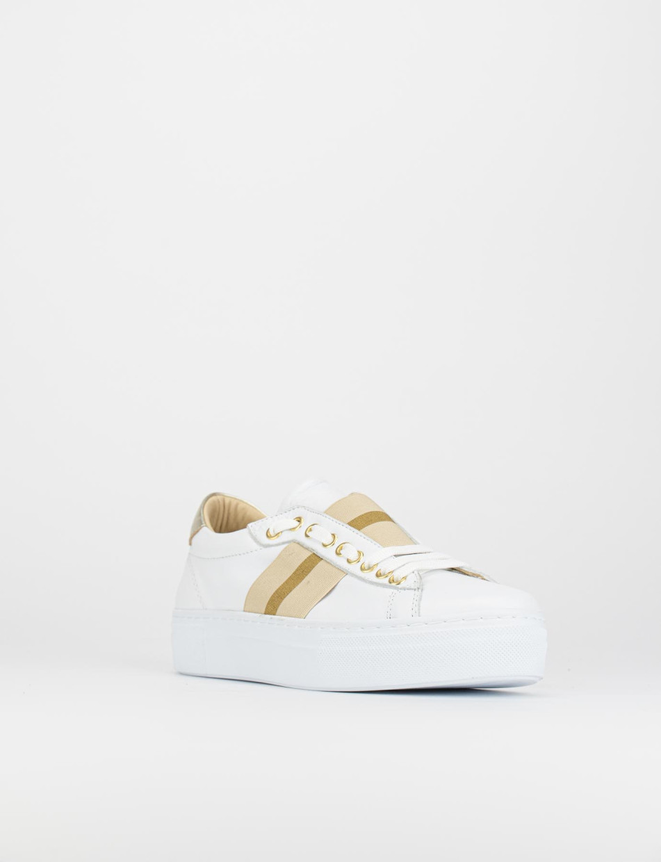 Sneakers tacco 1cm pelle bianco