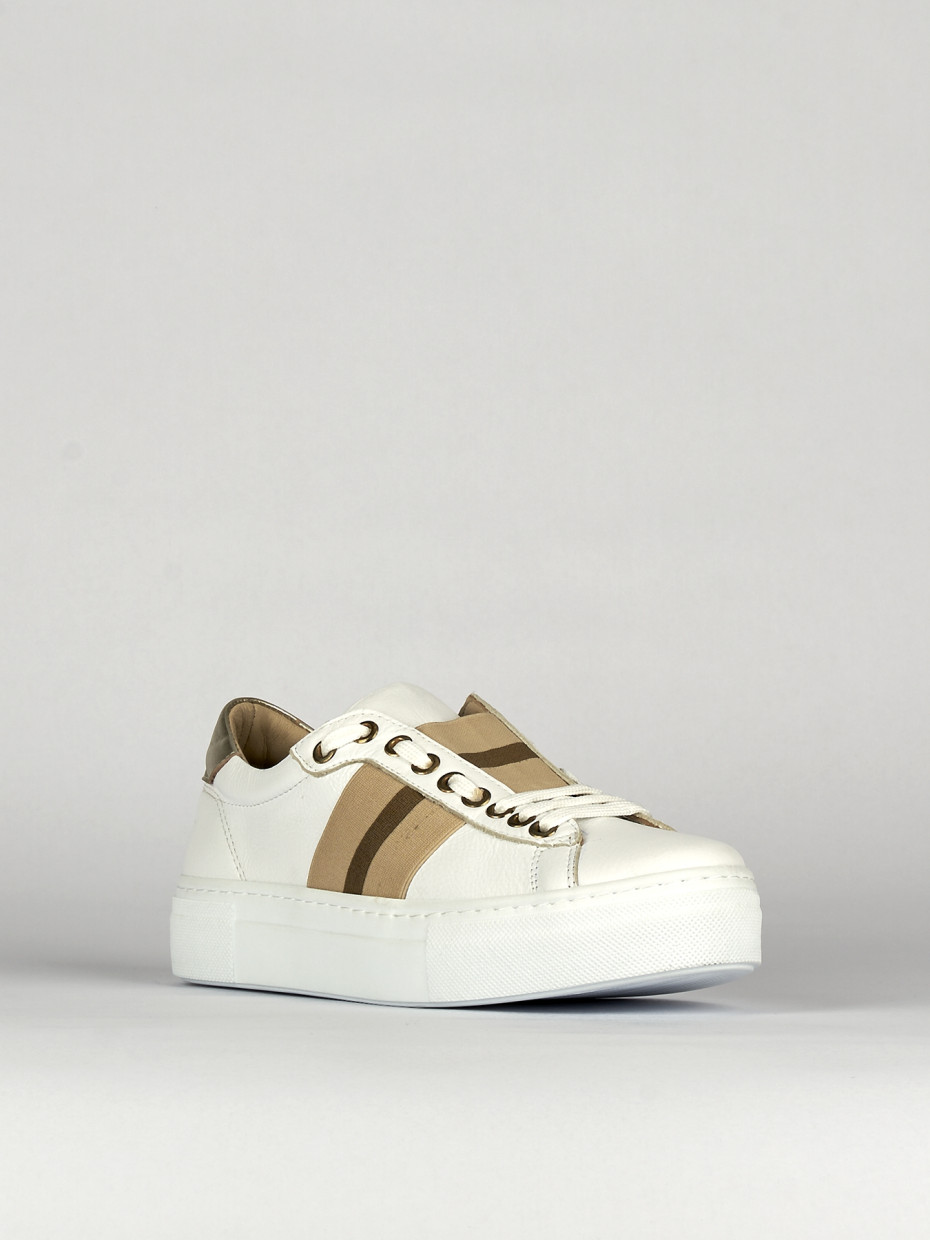 Sneakers tacco 1cm pelle bianco