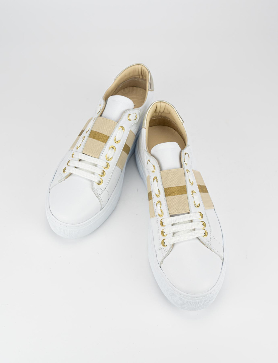 Sneakers tacco 1cm pelle bianco