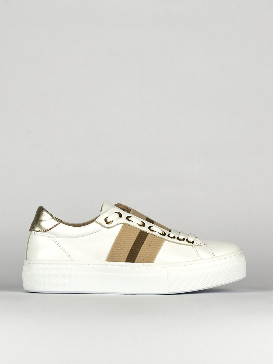 Sneakers tacco 1cm pelle bianco