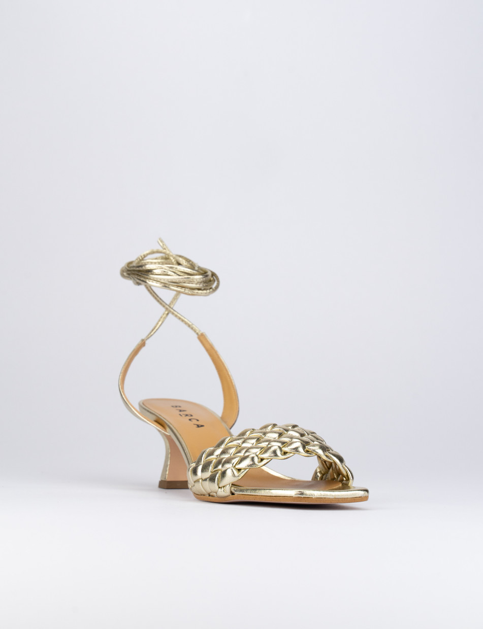 High heel sandals heel 5 cm gold leather