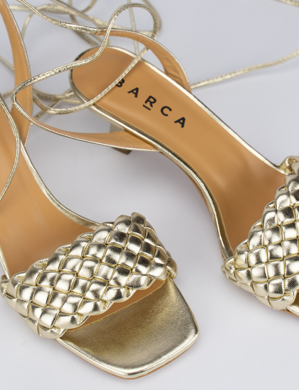 High heel sandals heel 5 cm gold leather